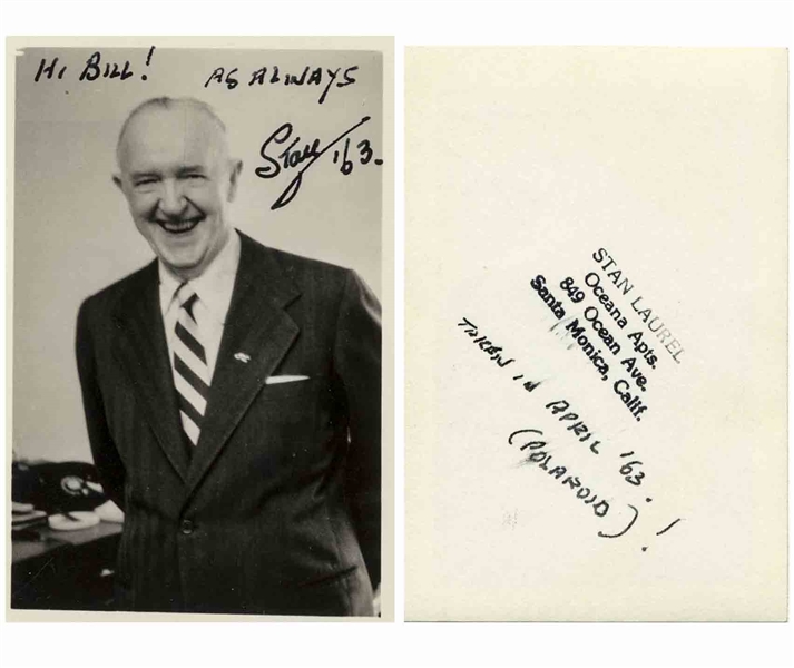 Stan Laurel Signed Photo -- A ''Polaroid!''